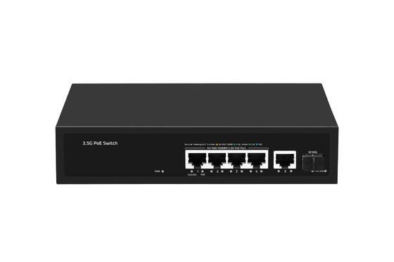4 منافذ 2.5G PoE Switch مع 10G SFP Uplink Multi-Gigabit Ethernet AC Input بدون مروحة