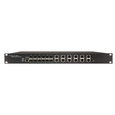 1U Rack 24 Port Managed Switch مع 12RJ45+12SFP Ports IP30 Class Safety و IEEE802.3az EEE التبديل الالكتروني الصناعي