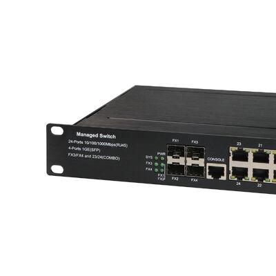 28 منفذ L2 L3 مدير Ethernet Switch 1U Rack جيجابيت SFP / Copper Combo 220V مدعوم CE