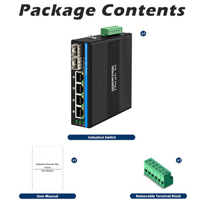 مفتاح POE الصناعي غير المدار مع منافذ 2SFP + 4RJ45 ، وحماية 6KV من الزيادة الحرارية ، ومدى درجة حرارة واسع (-40 ° C إلى + 75 ° C)