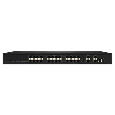 28-البوابة 10G SFP + مدير فائبر التبديل L2/L3 التجميع التبديل مع SNMP VLAN QoS لمركز البيانات شبكة ISP