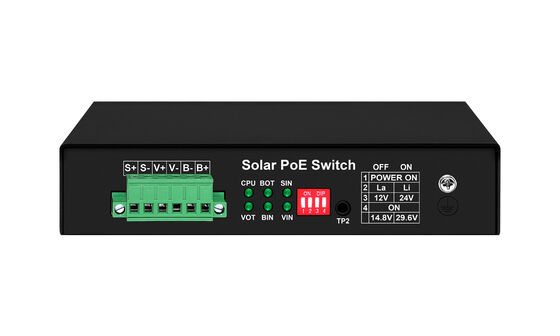 مفتاح PoE جيجابيت MPPT مراقب الشحن الشمسي SFP ألياف ضوئية DC12V / DC24V / DC48V المدخل