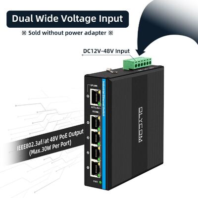 4 منفذ تعزيز الجهد PoE التبديل DC12-48V مدخل لنظام الطاقة الشمسية
