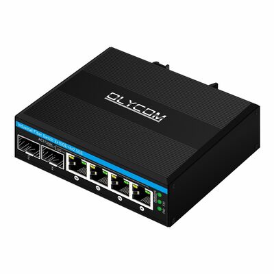 مفتاح شبكة صناعي 2.5G PoE من الألياف الضوئية 4 منافذ PoE+ مع 2 SFP 10G Uplink DIN Rail