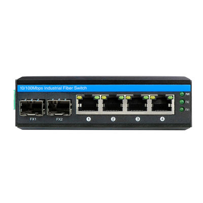 مفتاح POE الصناعي غير المدار مع منفذين SFP و 4 UTP لامتثال FCC و CE