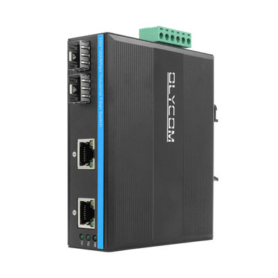 تحويل الشبكة الصناعية Olycom 100M / 1G SFP الألياف غير المدارة بدون مروحة IP40 مقياس DC12V