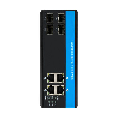 مفتاح شبكة صناعي بـ 8 منافذ جيجابت فايبر SFP غير مُدار حاصل على شهادة CE بتصنيف IP40