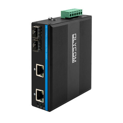 CE 10/100Mbps محول الشبكة الصناعية 2 منفذ SFP و 2 منفذ Ethernet غير مدير