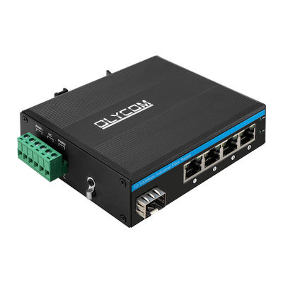 مفتاح POE الصناعي مع 1 منفذ SFP و 4 منافذ RJ45 لتركيب DIN Rail