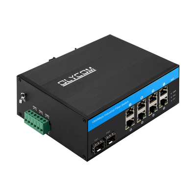 10 منافذ Gigabit Fiber Optic POE Switch مع فتحتين SFP Industrial Poe Switch