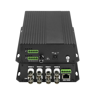 8 منفذات فيديو CCTV صوت إثنتر الاتصال الجاف محول الوسائط الألياف Bidi D5V2A