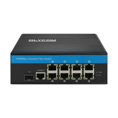 محولات الألياف الخارجي 2.5G المدارة الصناعية Gigabit Ethernet 8 Port ERPS Ring قابل للإدارة