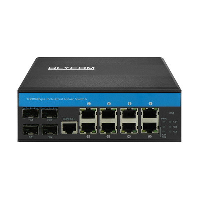 12 منفذ إدارة Ethernet الصناعية مع 2.5G Fiber ERPS Ring L2 قابل للإدارة