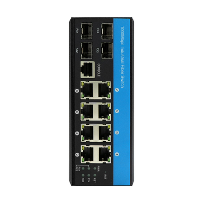 12 منفذ إدارة Ethernet الصناعية مع 2.5G Fiber ERPS Ring L2 قابل للإدارة