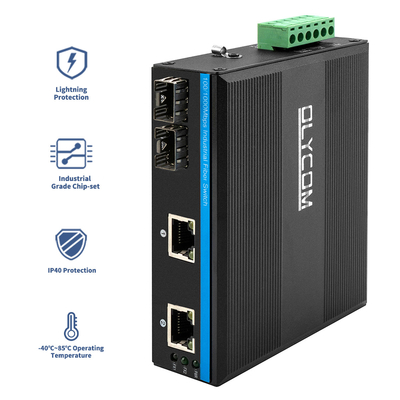 غير مدير 4 منفذات غيغابيت إثنر ماكينات التبديل الصلبة الحالة SFP فتحات IP40 DC24V