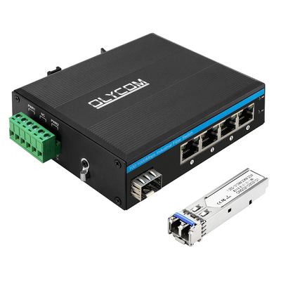 ميني 5 منفذ جيجابيت الصناعية فائبر التبديل SFP Uplink غير المدار دين ريل نوع DC12V