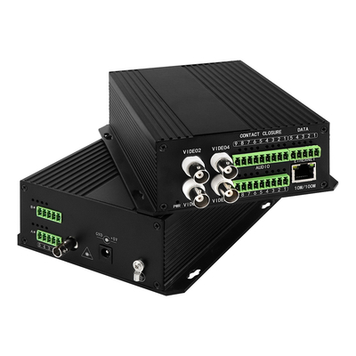 4 منافذ AV متوازنة الصوت Ethernet محول الوسائط الفيديو DC5V ST الألياف